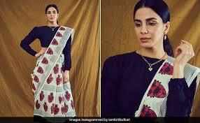 Kirti Kulhari Rocks A Sari Look Without A Matching Blouse