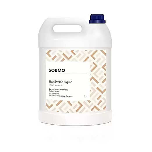 Amazon Brand - Solimo Handwash Liquid Refill Can - Honey Almond - 5 Litres