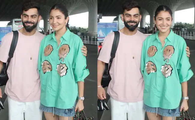 Anushka Sharma and Virat Kohli at the airport