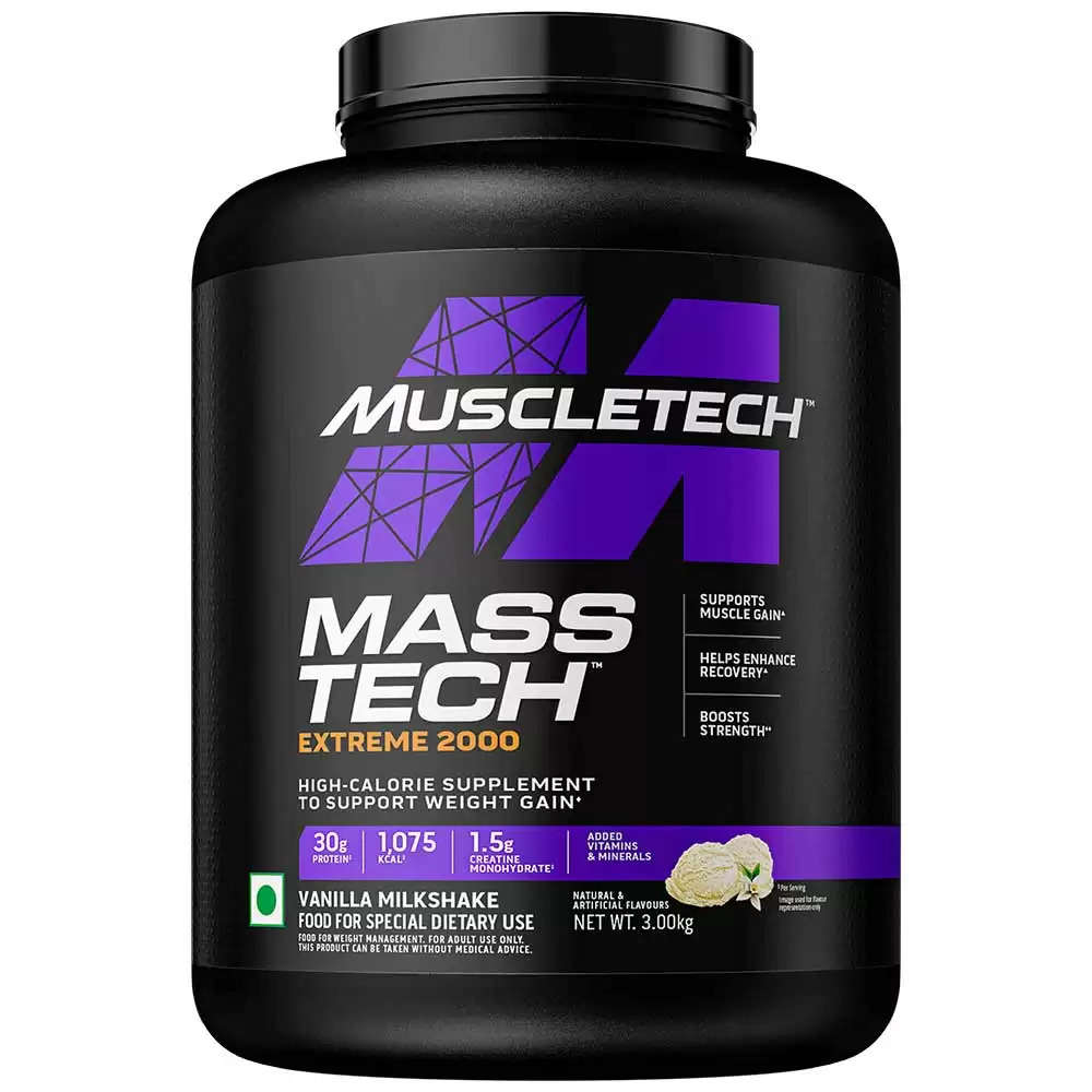 3. MuscleTech MassTech Extreme 2000, 3 kg (6.61 lb), Vanilla Milkshake
