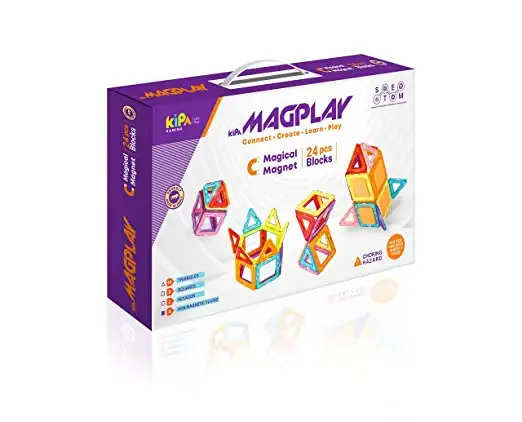 KIPA MagPlay Magnetic Blocks 24 pcs DIY Kids Toy Set Building Educational Toys with Smart Outdoor BagPack for Kids Children Magnetic Blocks for Kids Puzzle for Great Learning, Fun Times with Friends