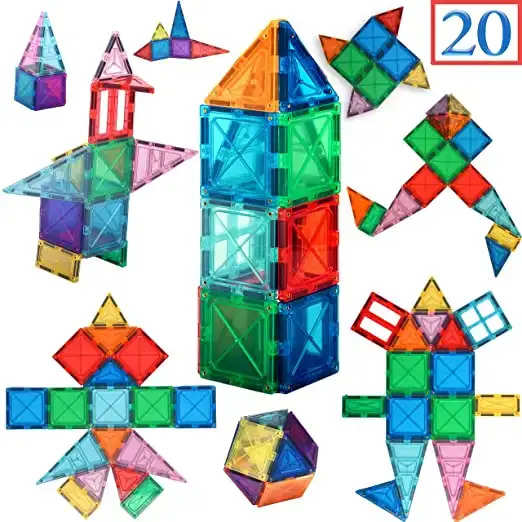 GIFT EQUALS LOVE Magnetic Geltiles of Strong Building Magnetic Tiles Constructing and Creative Learning Educational Next Generation Toy for Kids with Storage Bag