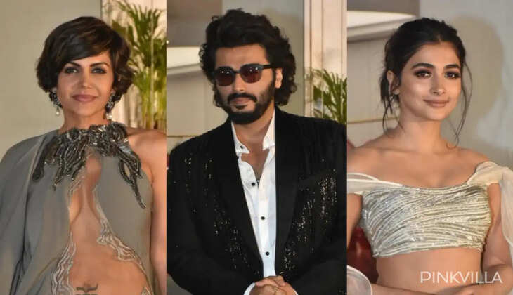Arjun Kapoor, Pooja Hegde, Mandira Bedi at Gaurav Gupta's store launch event (Credits: Viral Bhayani)