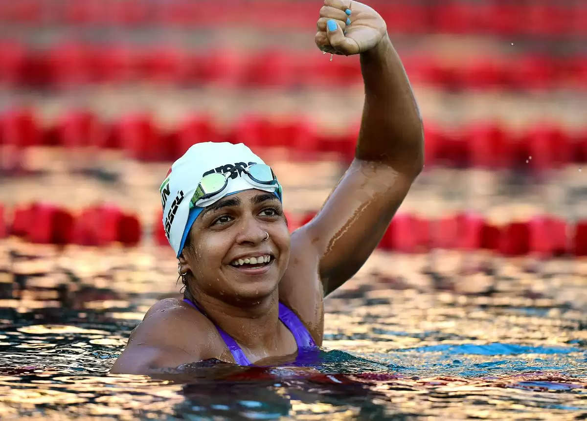 Chahat Arora celebrates after setting the record and securin her old medal at the National Championships in Guwahati.