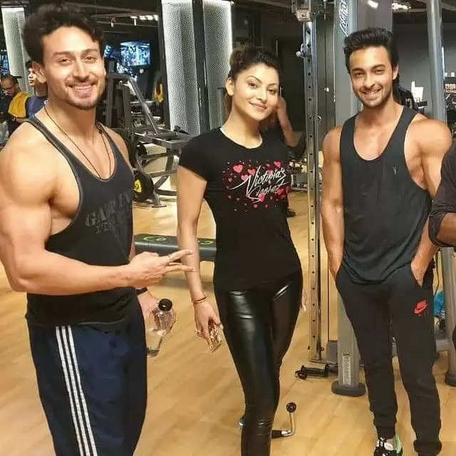 Tiger Shroff, Aayush Sharma and Urvashi Rautela clicked during a workout session