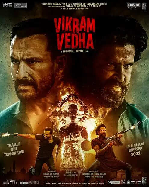 Bollywood movie Vikram Vedha starring superstars Hrithik Roshan-Saif Ali Khan kickstarts advance bookings in 1250 multiplexes