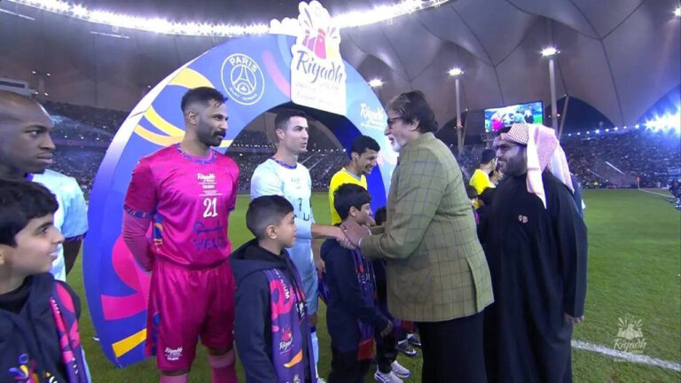 Amitabh Bachchan meets Lionel Messi and Cristiano Ronaldo and exclaims, "What an evening!"Riyadh Reports