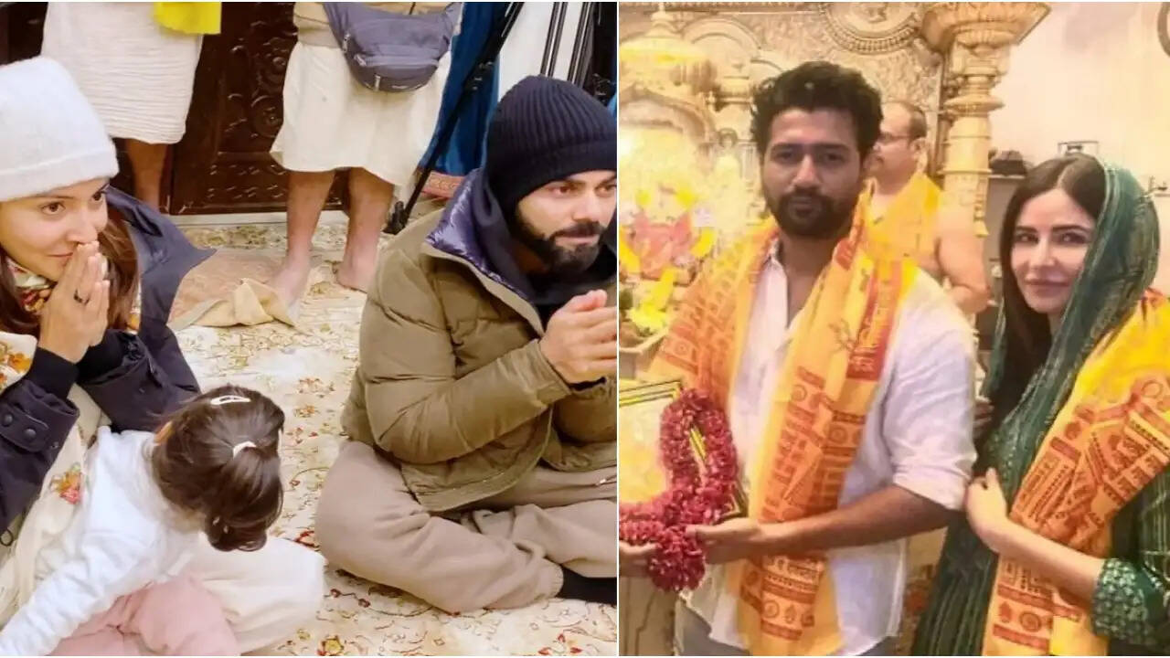 Anushka Sharma, Virat Kohli-Vamika Seek Blessings in Vrindavan; Katrina Kaif-Vicky Kaushal Visit Siddhivinayak