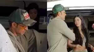 The video of Hrithik Roshan and Saba Azad sharing a cute moment at the airport has become popular on social media