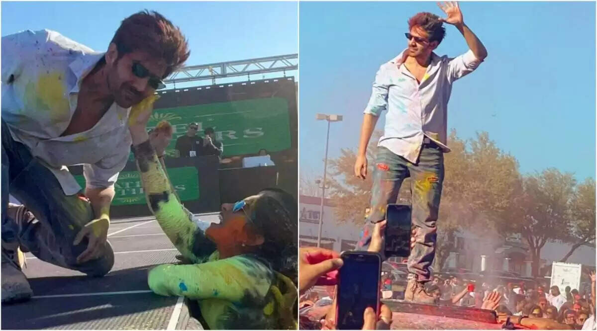 Fan Applies Colour on Kartik Aaryan’s Cheeks as He Celebrates Holi with them in the US