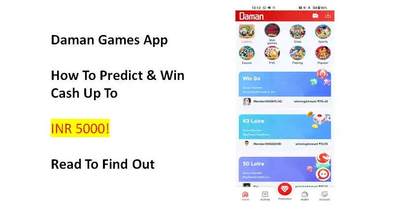 Daman Games App: Predict & Win Cash Up To INR 5000