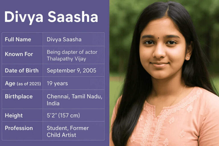 Divya Saasha Daughter of Vijay Age, Movies, Biography In 2025