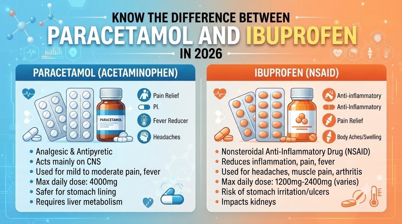 Know the Difference Between Paracetamol and Ibuprofen in 2026